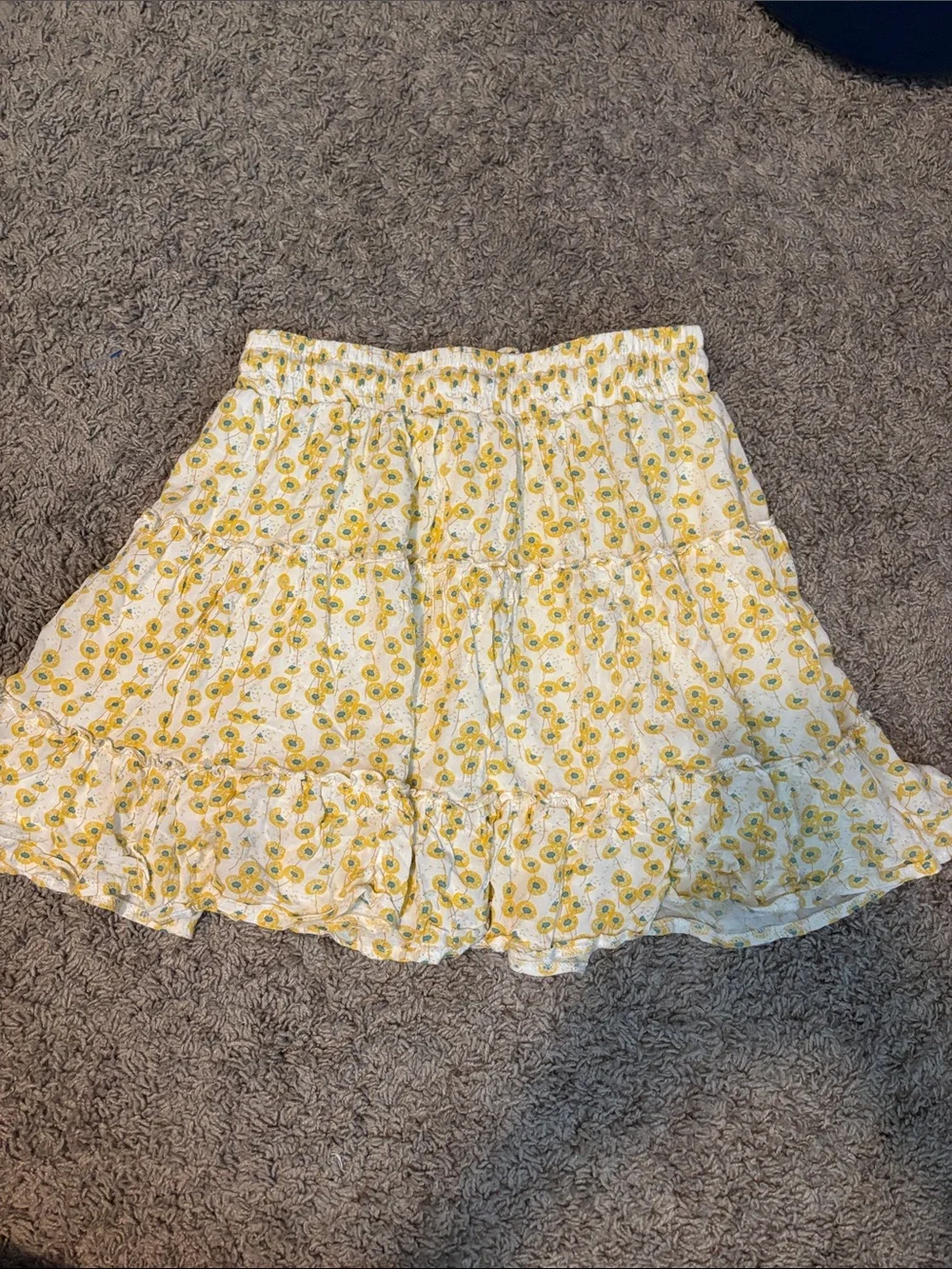 Princess Polly White and Yellow Floral Tiered Mini Skirt